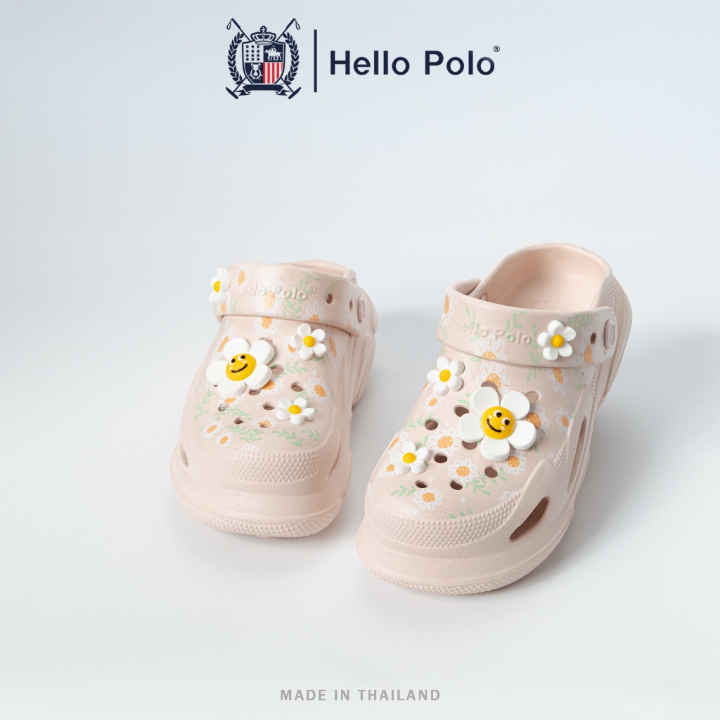 Hello Polo รองเท้าแตะผู้หญิง แฟชั่น น่ารัก ลายดอกเดซี่ พื้นหนา เพิ่มความสูง ทนต่อการสึกหรอ กันลื่น วัสดุ EVA รุ่นHP8053B สินค้า