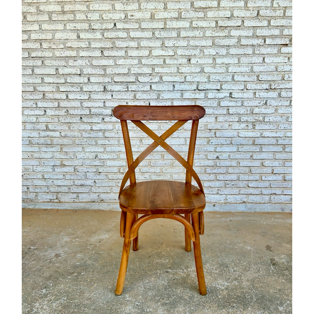 เก้าอี้ครอสแบ็ค ทำจากไม้สัก crossback chair เก้าอี้ไม้ เก้าอี้กินข้าว เก้าอี้เชคโก้ เก้าอี้พนักพิง เก้าอี้ทานอาหาร