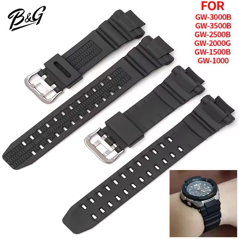 สายนาฬิกาเรซิ่นสีดํา สําหรับ Casio G-SHOCK GW-3500B GW-3000B GW-2000 G-1200B G-1250B ผู้ชายกีฬานาฬิกาอุปกรณ์เสริม