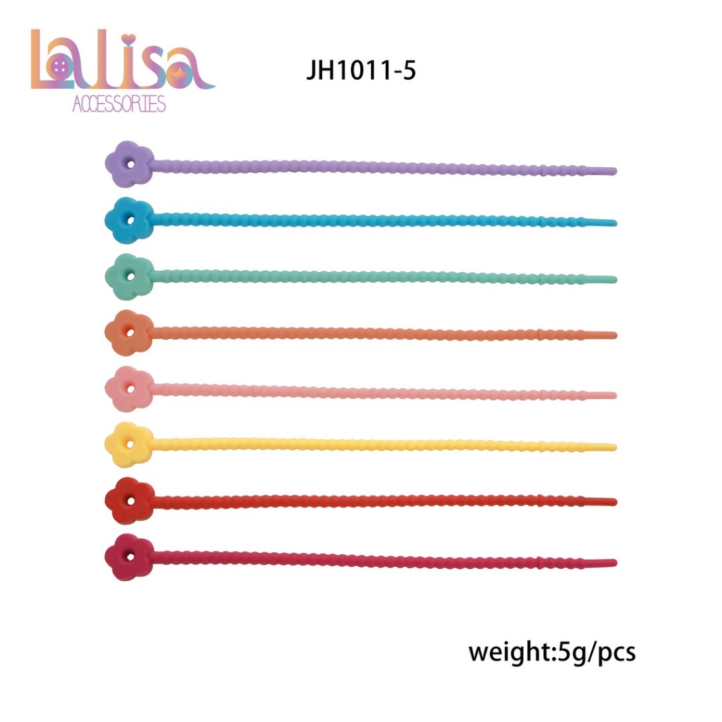 สายรัดซิลิโคนลายดอกไม้ ปรับระดับได้ สีพาสเทล แบบยาว ดอกไม้น่ารัก DIY silicone cable tie JH1011-5