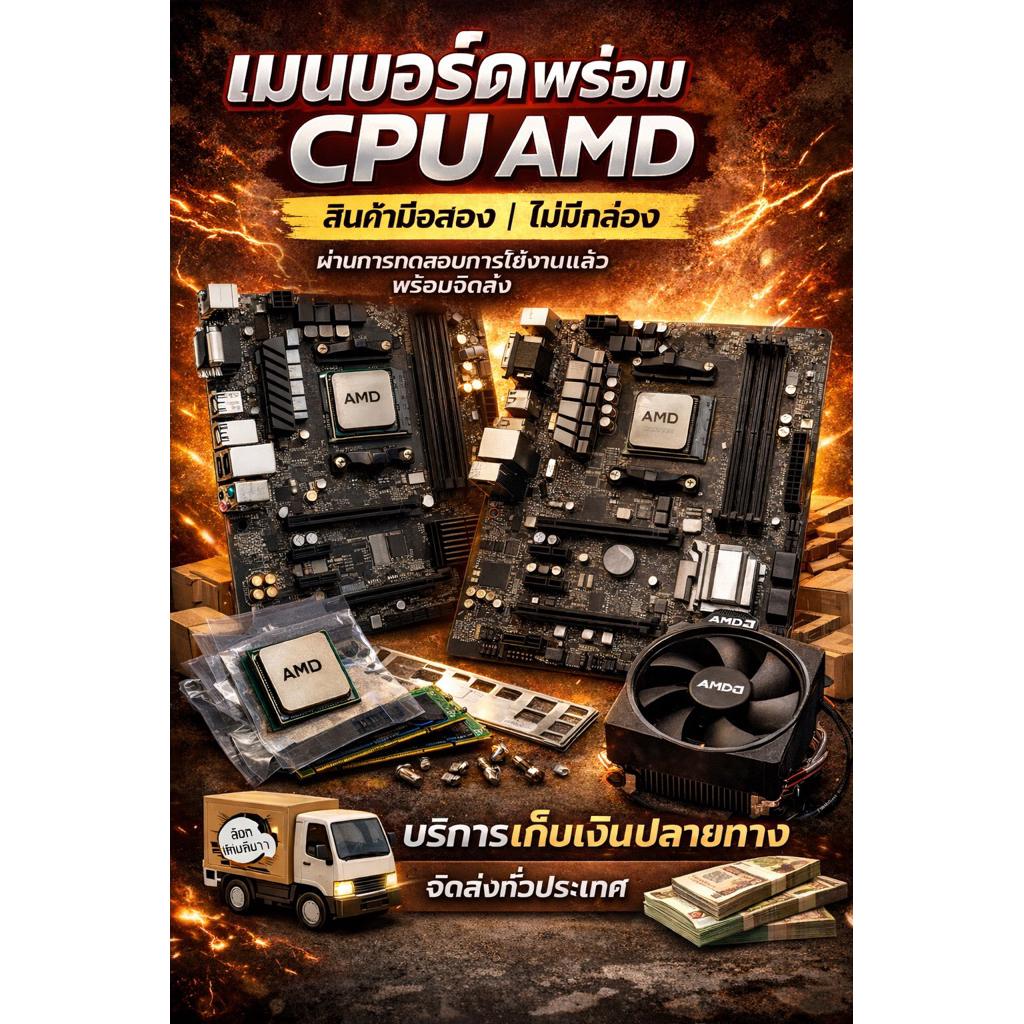 เมนบอร์ดพร้อม CPU ค่ายAmd Ryzen,fx