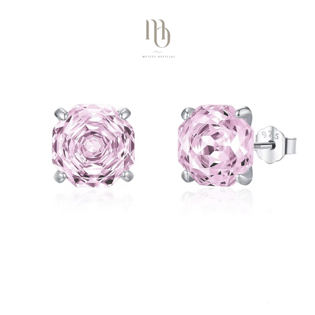 [Free Gift Box] ต่างหูเงินแท้ - Morganite นวโรสกุหลาบ 9 ชั้น เสริมโชคลาภวาสนา ก้าวหน้า สมปรารถนา ความรักสมหวัง - Mutify