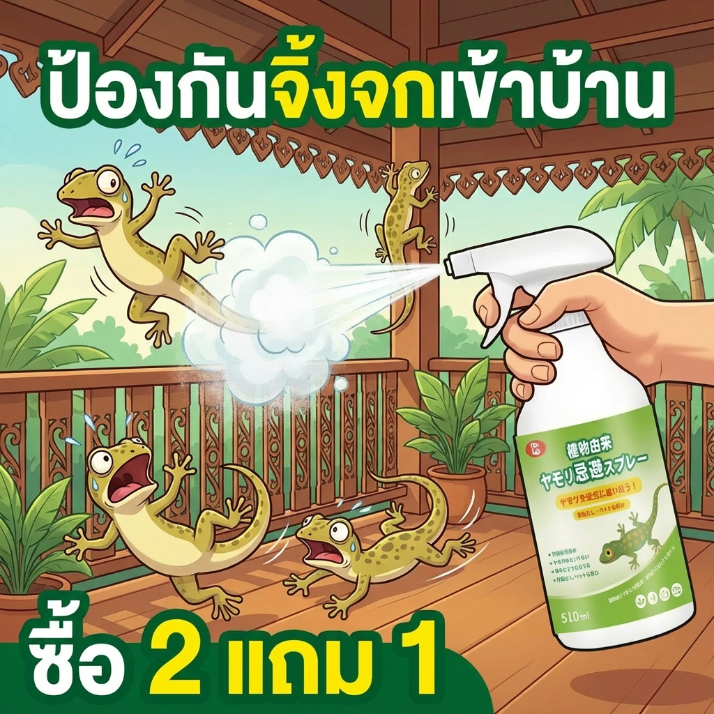 ตุ๊กแกหายเกลี้ยง NANA สเปรย์ไล่จิ้งจก ยากำจัดจิ้งจก 510ml ยาไล่ตุ๊กแก ไร้สารเคมี 100% ญี่ปุ่นคิดค้นล่าสุด