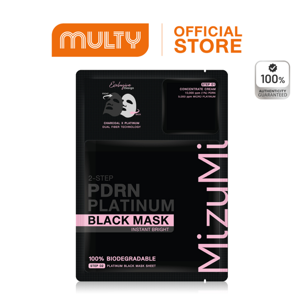 MizuMi PDRN Platinum Black Mask Instant 30 ml. (1แผ่น) มาส์กดำ PDRN