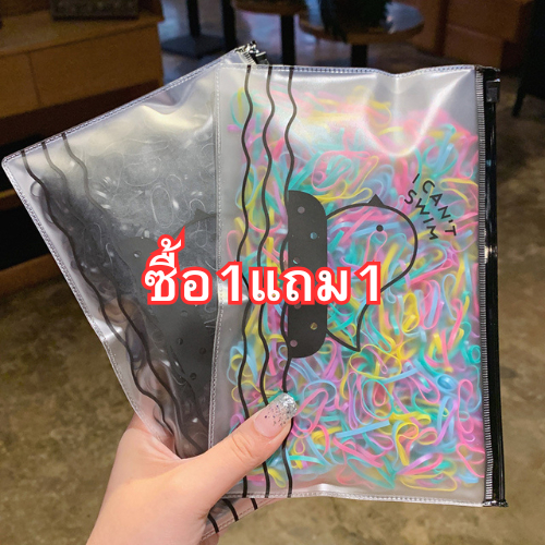 1แถม1 [พร้อมส่งในไทย] ยางรัดผมสไตล์เกาหลีสำหรับผู้หญิง พร้อมซองใส่