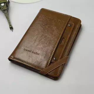 ผู้หญิงผู้ชาย RFID Vintage ธุรกิจหนังสือเดินทางครอบคลุมผู้ถือ Multi-Function ID Bank การ์ดกระเป๋าสตางค์หนังอุปกรณ์เสริมท