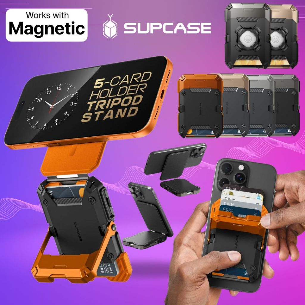 (ส่งทันที) ที่ใส่บัตร ติดโทรศัพท์ มีขาตั้ง SUPCASE [ MagFlip ] Magnetic Wallet with Stand