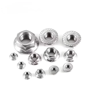 น็อตตัวเมียจานจักร 304 สแตนเลส เกลียวมิลหยาบ M3 M4 M5 M6 M8 M10 M12 DIN6923Stainless Steel Hexagon Serrated Flange Nuts