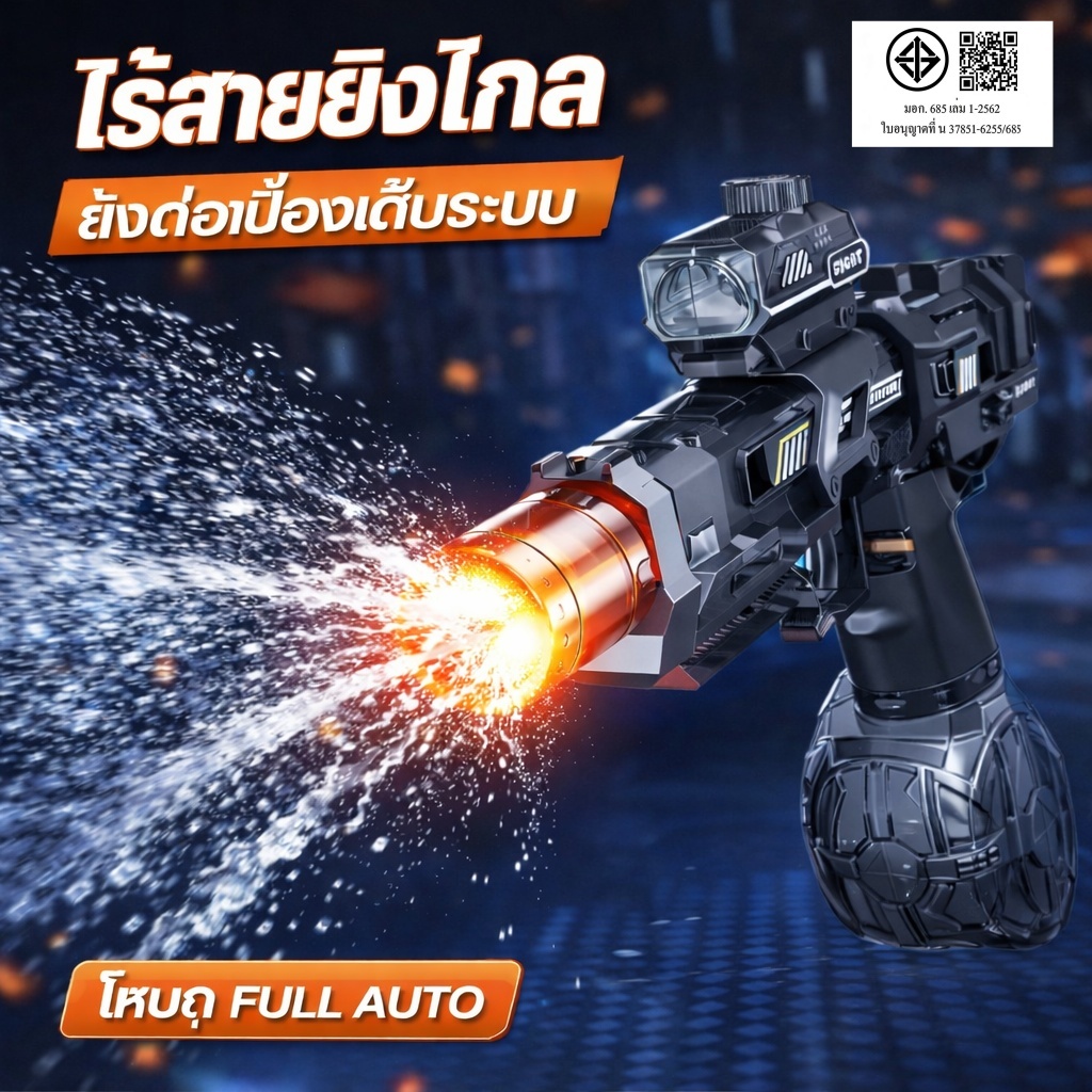 ปืนฉีดน้ำไฟฟ้า 2026 รุ่นใหม่ | 2 โหมดอัจฉริยะ ยิงรัว | ไฟ LED | แบตเตอรี่ลิเธียม | ดูดน้ำอัตโนมัติ ยิงไกล
