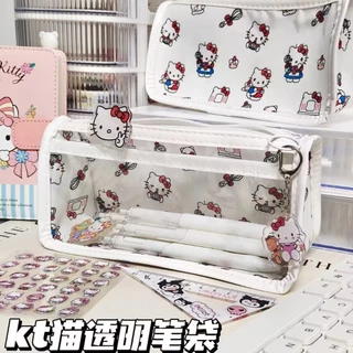 L338 กระเป๋าดินสอ กระเป๋าเครื่องสำอางค์คิตตี้แบบใส พร้อมส่งจากไทย