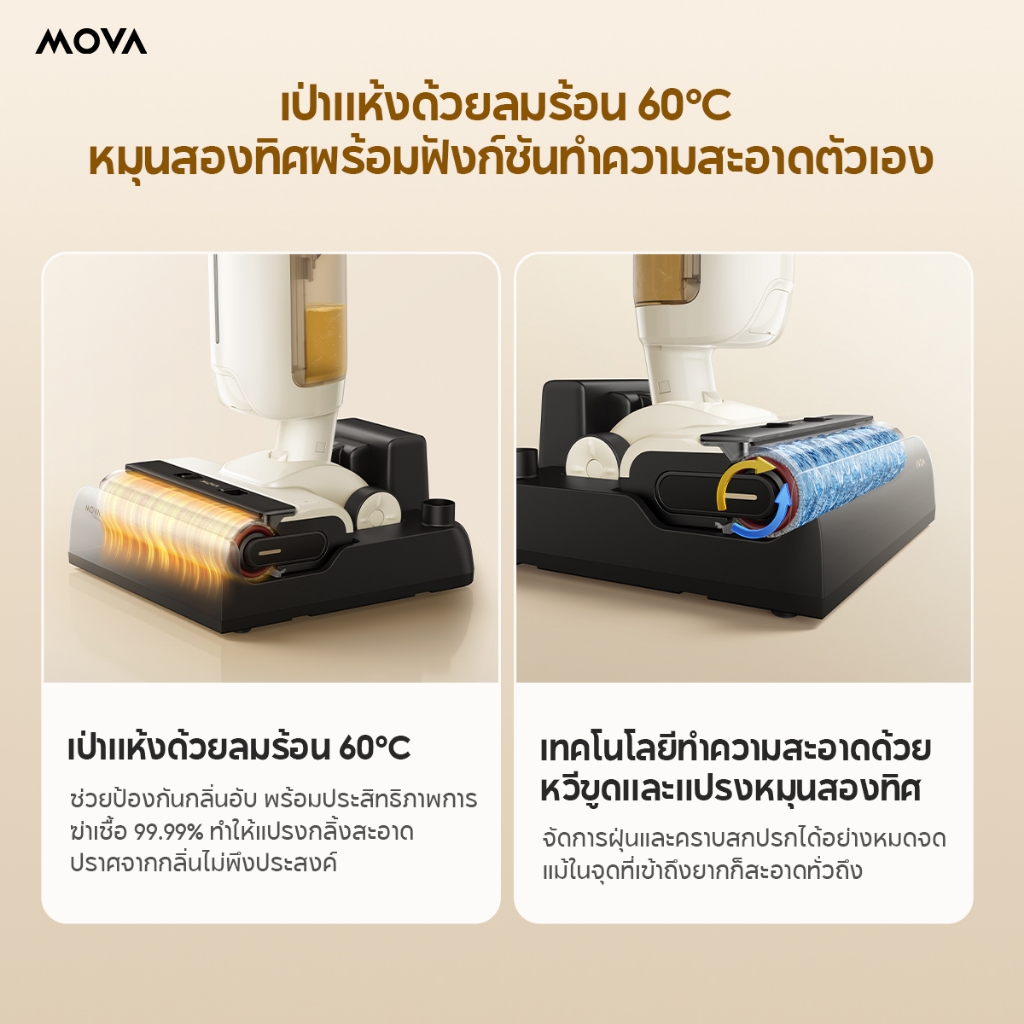【HOT】MOVA K30 /K30 pro Wet and Dry Vacuum 18000Pa เครื่องดูดฝุ่นถูพื้น ราบพื้นได้ 180° เป่าแห้งด้วยลมร้อน 60°C - รูปที่ 5