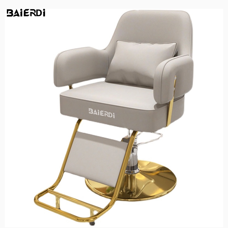 BAIERDI MALL เก้าอี้เสริมสวย เก้าอี้ร้านทำผมสุดฮ๊อตสำหรับร้านทำผมระดับไฮเอนด์ตัดผมดัดย้อมเก้าอี้หนาขึ้นปรับ