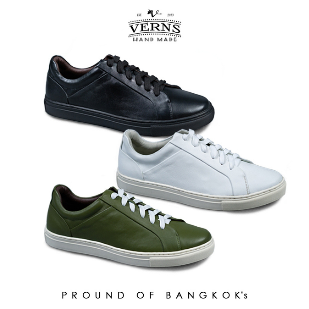Verns Leather รองเท้าหนังแท้ รุ่น V66 ทรง Sneaker รองเท้าลำลอง เย็บเทคนิคซ่อนด้าย ใส่สบาย มี 3 สี