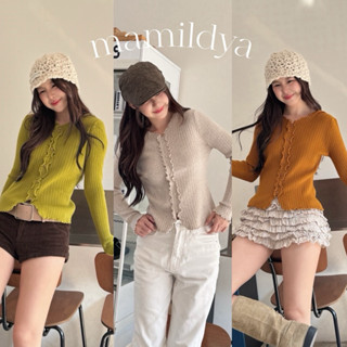 🌟Mamildya.shop🌟 เสื้อไหมพรมแขนยาวคาดิแกน/ G2-4/COOK-พรม2⚫