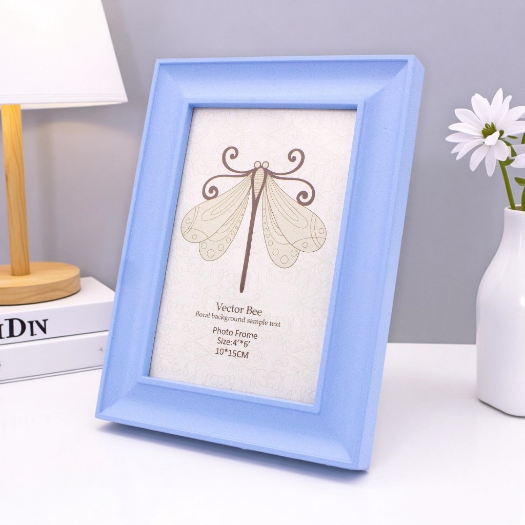 ALL U CAN BUY กรอบรูปสีฟ้า กรอบรูปตั้งโชว์ กรอบรูปแขวนผนัง ขนาด 4*6 นิ้ว