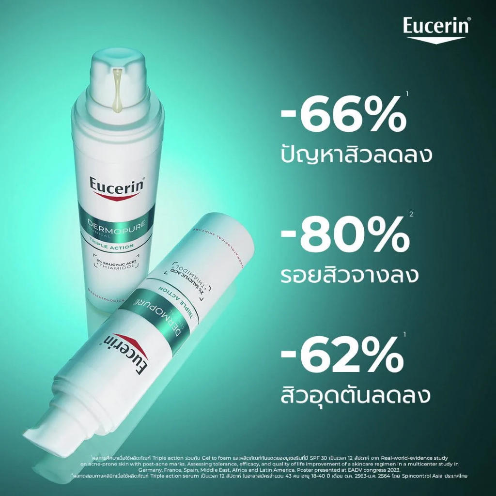 Eucerin DERMOPURE CLINICAL TRIPLE ACTION 40 ML เซรั่มจัดการปัญหาสิว และรอยสิว ราคา ถูกที่สุด ดีลบีเคเค แกลเลอรีภาพที่ 4