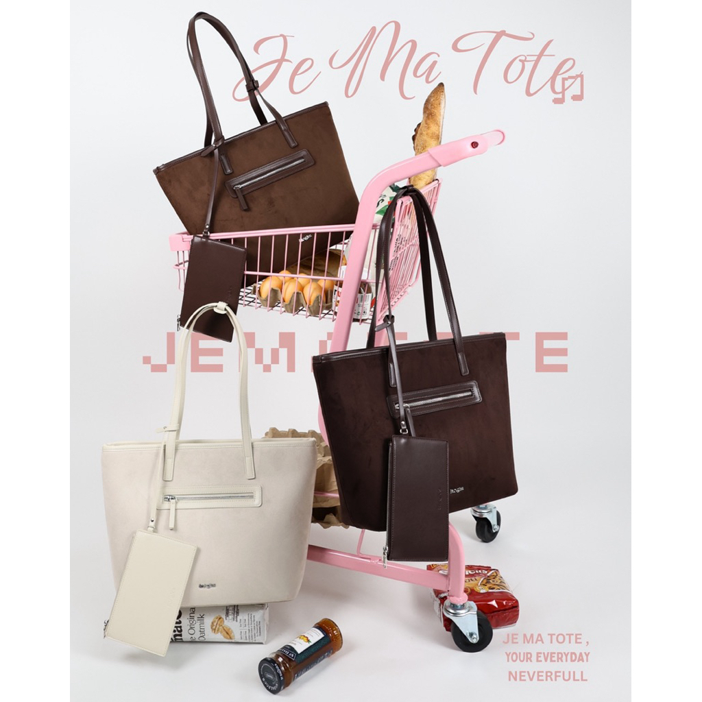 8anglesshop: กระเป๋า Je ma Tote 🎀💫 กระเป๋าทรงโท๊ด14.5 นิ้ว แถมฟรีใบลูก ใช้ได้2ด้าน ( Two sides using) มีซิบปิด E035