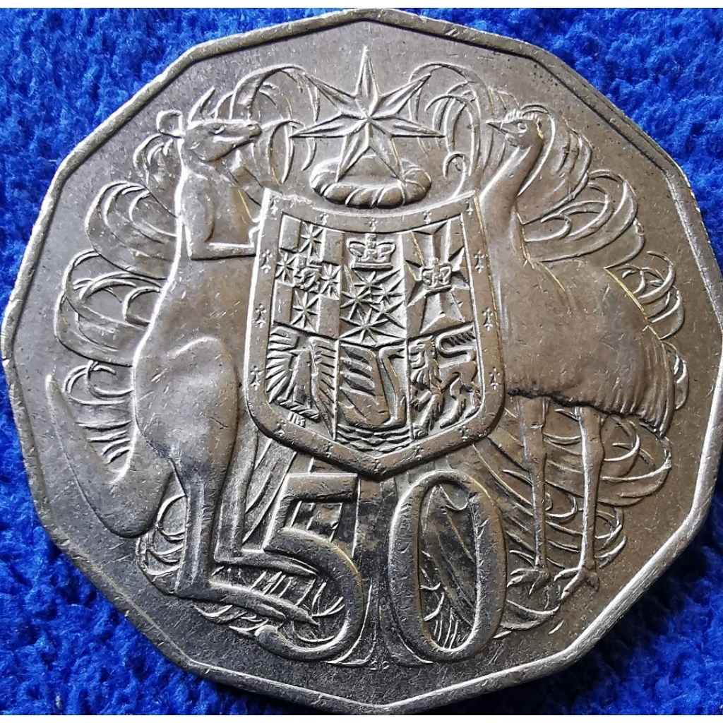 เหรียญ​ออสเตรเลีย​ Australia, 50 Cent​s, (2nd portait), #1474, ใช้แล้ว