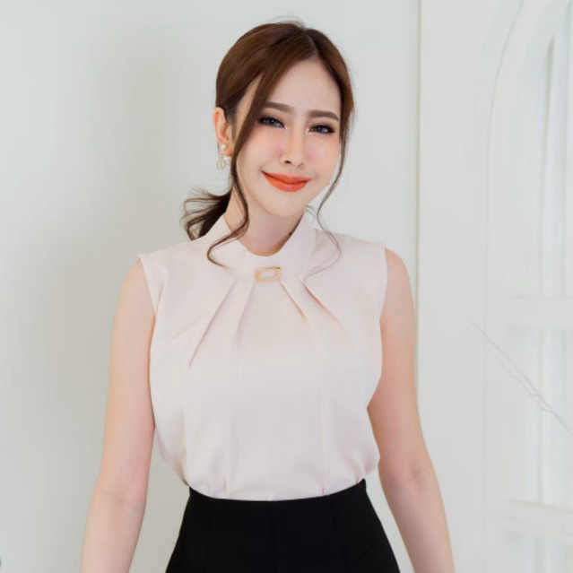 [Classy.Sassy]เสื้อแขนกุด คอจีบ ใส่กับสูทสมัครแอร์/ใส่ทำงาน หรือใส่เดี่ยวก็ได้