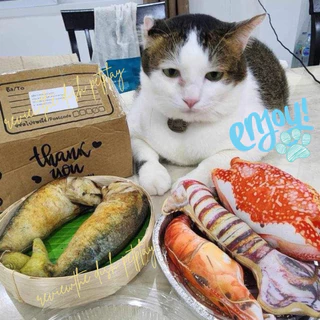 พร้อมส่ง!!🥐ของเล่นสุดโปรดน้องแมว น้องหมา🐟 ปลาทูทอด กุ้งเผา หมึกย่าง ครัวซองด์ แถมฟรีแคทนิบ