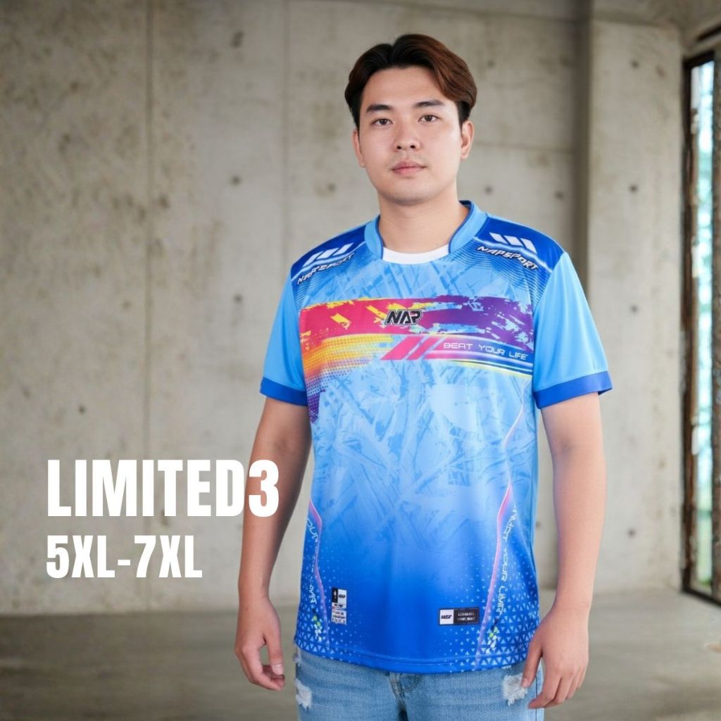 ์NAPSPORT เสื้อกีฬาแขนสั้นรุ่น ลิมิเต็ด3 แขนสั้น ผ้าไมโคร ไซส์ใหญ่พิเศษ 5XL-7XL รอบอก 52-56นิ้ว