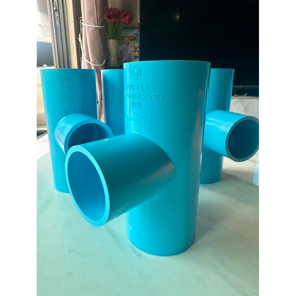 SCG สามทางลด 2 1/2" x 2" (สองนิ้วครึ่ง ลด สองนิ้ว) PVC ตราช้าง ชั้น 13.5 ข้อต่อหนา มอก.