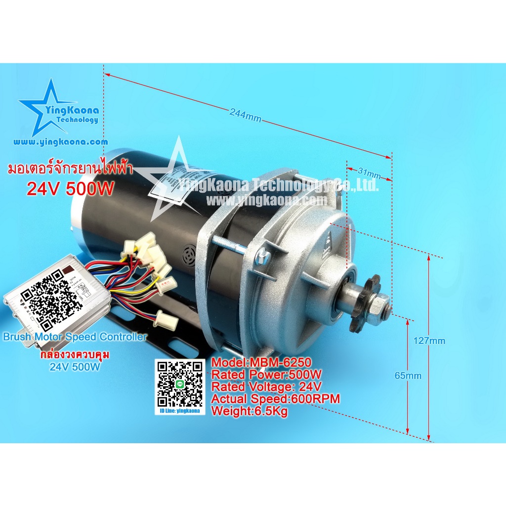 สต๊อกพร้อมส่ง ในไทย!! มอเตอร์จักรยานไฟฟ้า 24V 500W ZY1020ZXF Brushed Gear Motor Electric Brush Motor