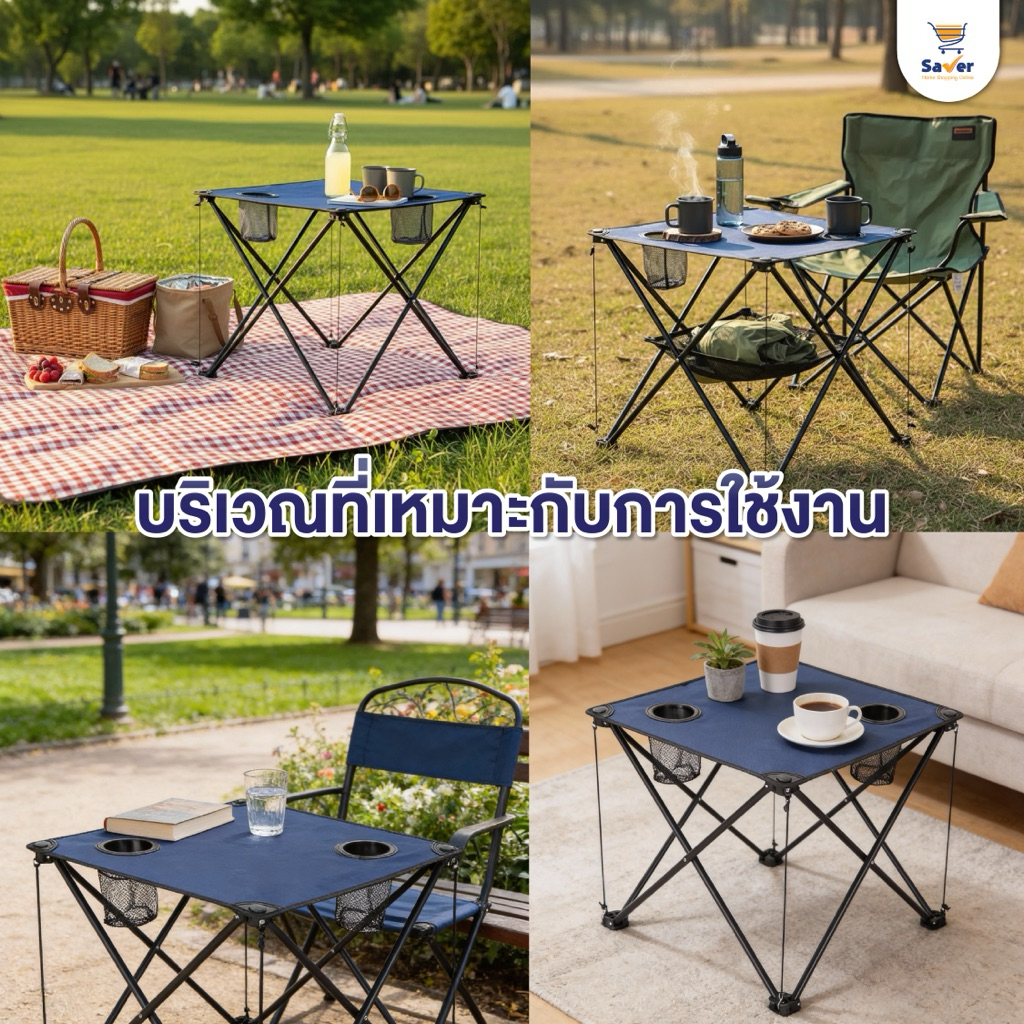 โต๊ะสนาม โต๊ะแคมป์ปิ้ง พับได้ น้ำหนักเบา โต๊ะอเนกประสงค์ วางแก้วได้ รับน้ำหนัก 30 KG แข็งแรง - รูปที่ 5