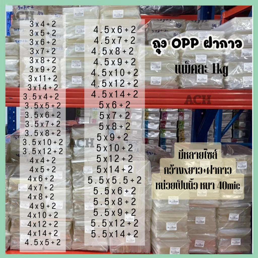 ถุง แก้วOPP ฝากาว ใส่แมส กิ๊ฟช๊อป ไซส์ 3-5.5 นิ้ว 1kg