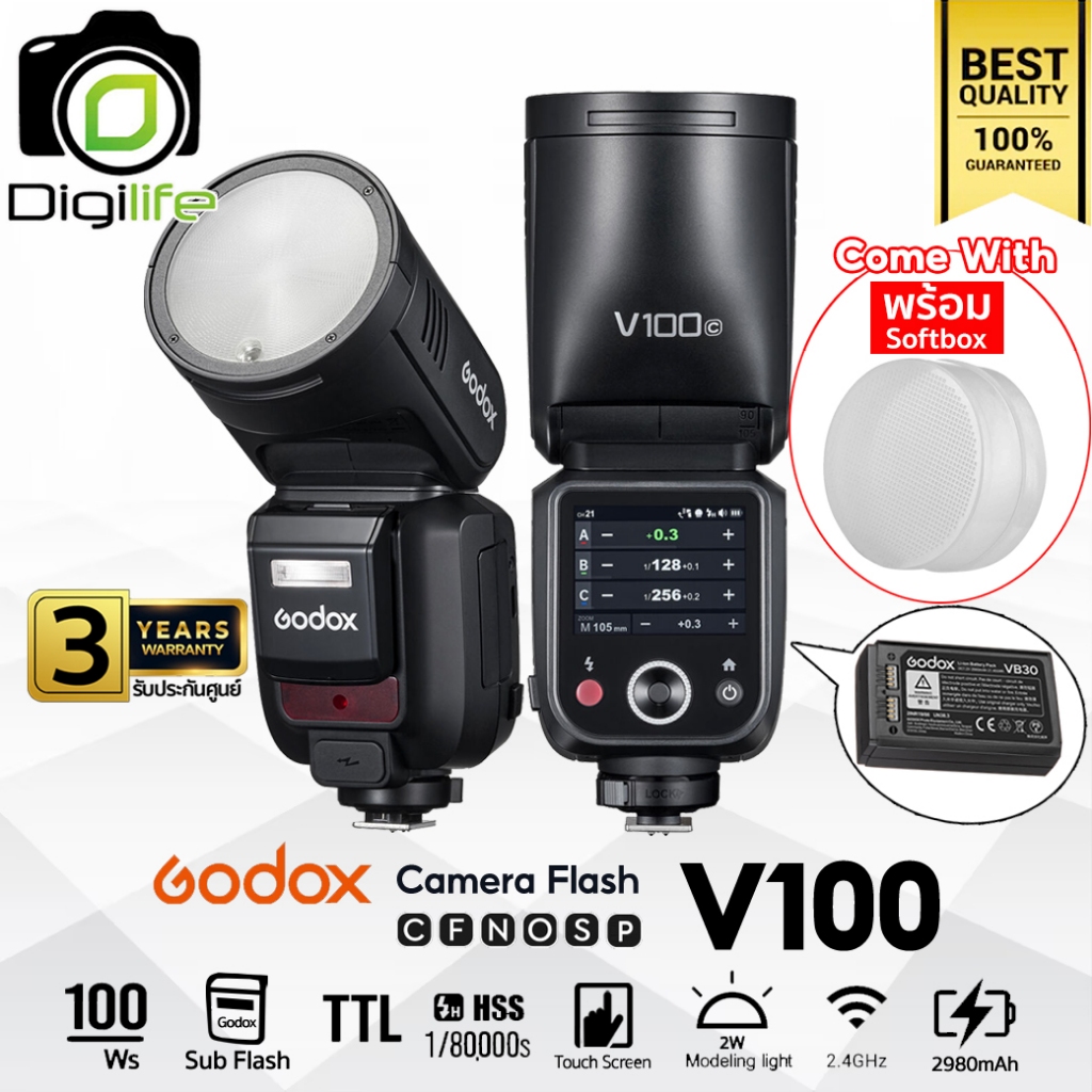 Godox Flash V100 -TTL HSS 1/80,000 2980mAh / Digilife Thailand