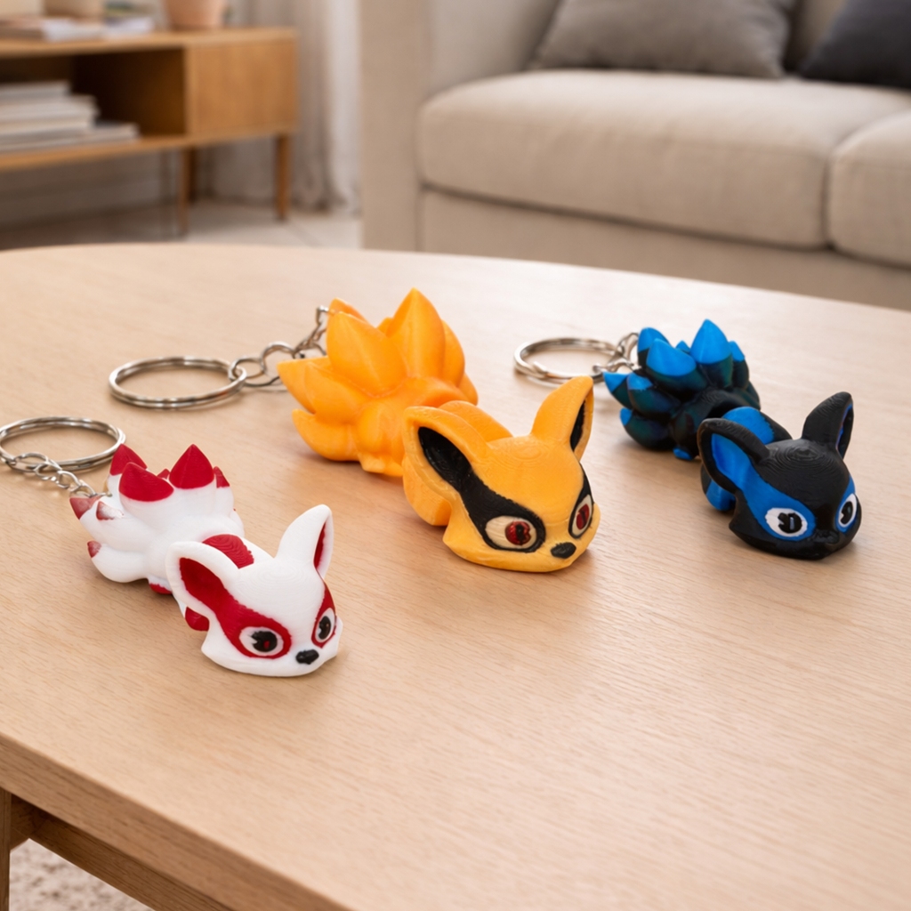 ของเล่น พวงกุญแจ คิสุเนะ จิ้งจอก 9 หาง หลากหลายสี น่ารัก ราคาถูก ,ของเล่นการ์ตูน พิมพ์ 3 มิติ