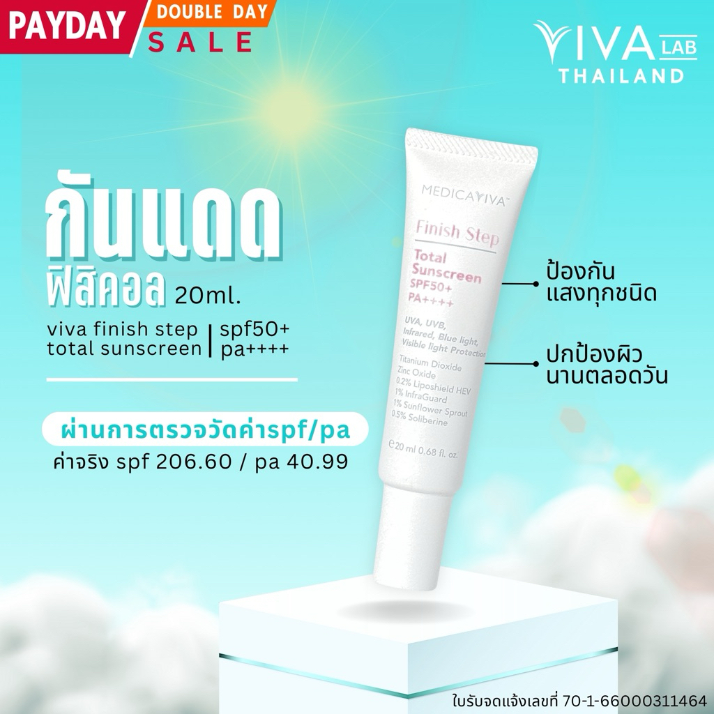 กันแดด VIVA LAB  กันแดดฟิสิคอล[ล็อตใหม่สุด] •FINISH STEP TOTAL SUNSCREEN SPF50+pa++++