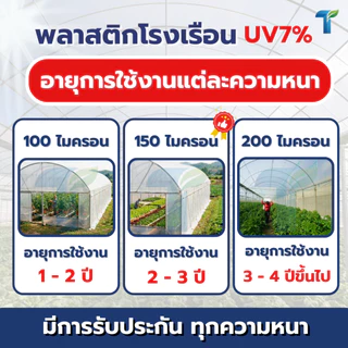VSC พลาสติกคลุมโรงเรือน UV7% หน้ากว้าง 4 เมตร (หนาพิเศษ 100-200ไมครอน) พลาสติกใสคัดเกรด ทนทาน ไม่กรอบง่าย รับประกัน 2 ปี