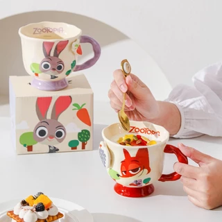 【ของแท้】ซูโตรเปีย Zootopia แก้วเซรามิก 380ml 🦊🐰 จูดี้/นิค ลายน่ารัก พร้อมกล่องสวย ใช้เองหรือให้เป็นของขวัญ ของขวัญสำหรับ