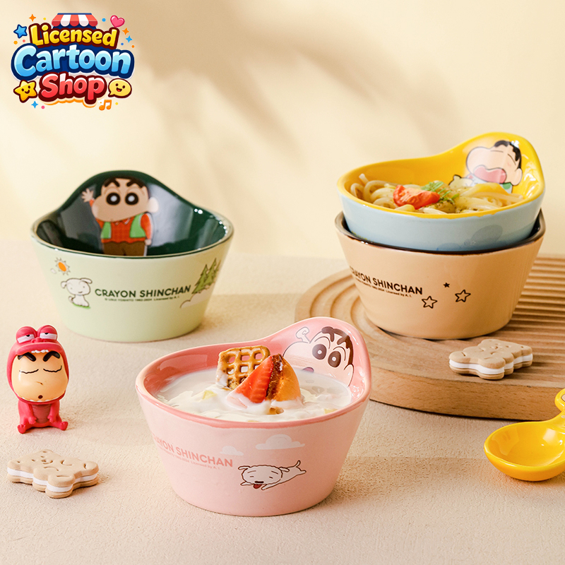 【ของแท้】Shinchan ชินจัง ชามสลัดเซรามิก 340ml 4 สี ลายน่ารัก กวนๆ ล้างง่าย ใช้ทุกวัน ส่งฟรี