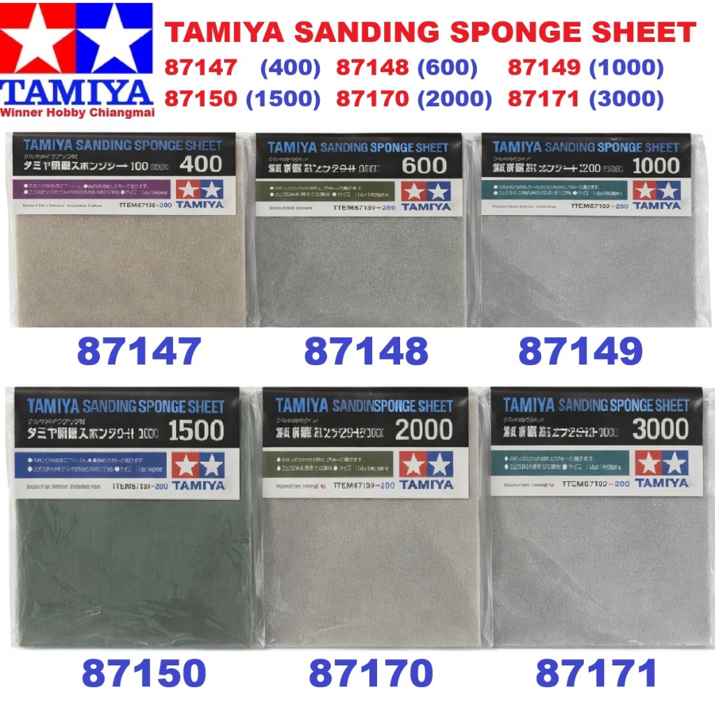 Tamiya 87147, 87148, 87149, 87150, 87170, 87171 กระดาษทรายฟองน้ำ Sanding Sponge Sheet การขัด Gunpla โมเดลพลาสติก