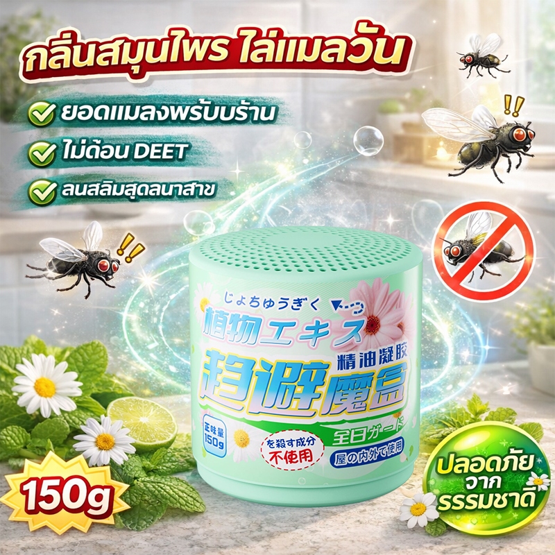 ✨แมลงวันได้กลิ่นแล้วบินหนี✨ไล่แมลงวัน แมลงหวี่ ไล่แมลงหวี่ 150g ไม่ก่อให้เกิดอันตรายต่อร่างกายมนุษย์ สัตว์เลี้ยง ราคา ถูกที่สุด ดีลบีเคเค รูปภาพหลัก