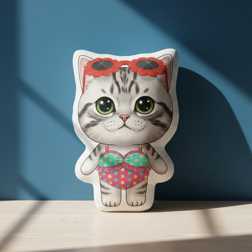 Abyssinian อเมริกัน เคิร์ล อเมริกัน ช็อตแฮร์ ชุดว่ายน้ำ แมว Cat หมอนไดคัท พิมพ์2ด้าน หมอนสกรีนรูป ตุ