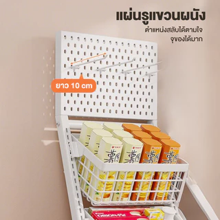 BN ชั้นวางขนม ปรับระยะระหว่างตะกร้าได้ ฟรีตะขอ 10 อัน ชั้นวางของร้านค้า มีของแขวน นวางของร้านค้า ชั้นขายของมีล้อ