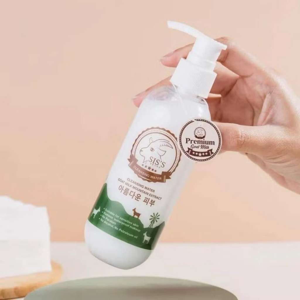 (แพ็คเกจใหม่)คลีนซิ่งนมแพะ SIS'S Cleansing Water Goat Milk (ลอตใหม่มีคิวอาร์โค้ท)