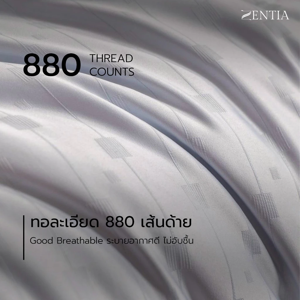 ZENTIA ชุดผ้าปู + ผ้านวม รุ่น Lyocell Hypercool นอนนุ่มเย็นลื่นสบาย กันไรฝุ่น ครบเซต 6 ชิ้น TC thumbnail 3
