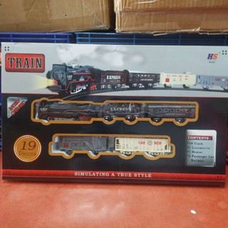 รถไฟโบราณ กล่องดำ ขบวนยาว กล่องใหญ่ เล่นสนุก เสริมทักษะ จินต…