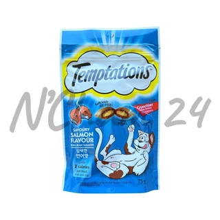 (ซื้อทูน่าแซลมอนกุ้งครบ2ถุงมีแถมเพิ่ม) TEMPTATIONS ขนมแมว มี 2 ขนาด - ขนมแมวกรอบนอกนุ่มในสำหรับแมว