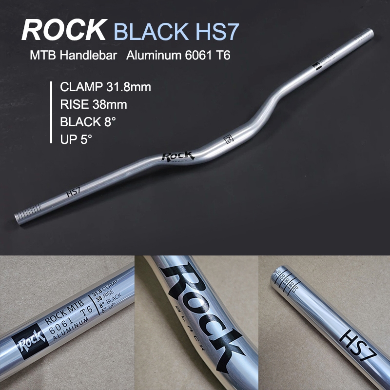 Rock Black HS7 แฮนด์จักรยาน ยก 1.5" สีเงินปัดเงา งานสวยและเท่มาก วัสดุอลูมิเนียม