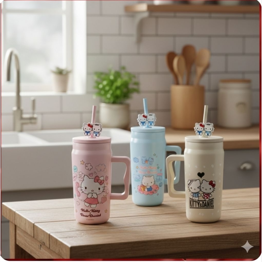 แก้วสเตนเสสเก็บความเย็นแท้ คิตตี้ คุโรมิ มายเมโลดี้พร้อมหูจับ ขนาด 1500 มล