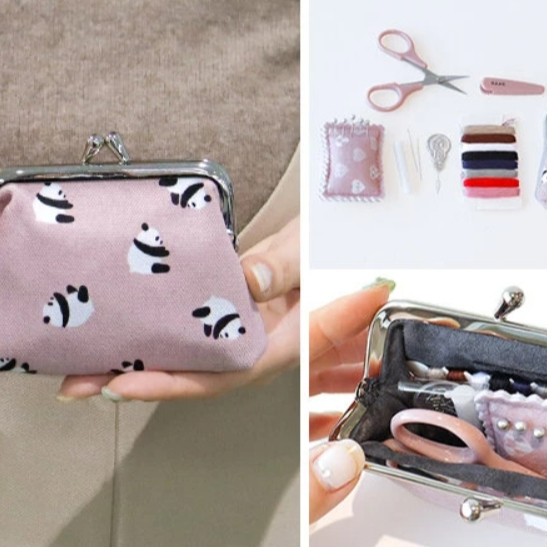 B368 ชุดกระเป๋าและชุดเย็บผ้าลายแพนด้า
