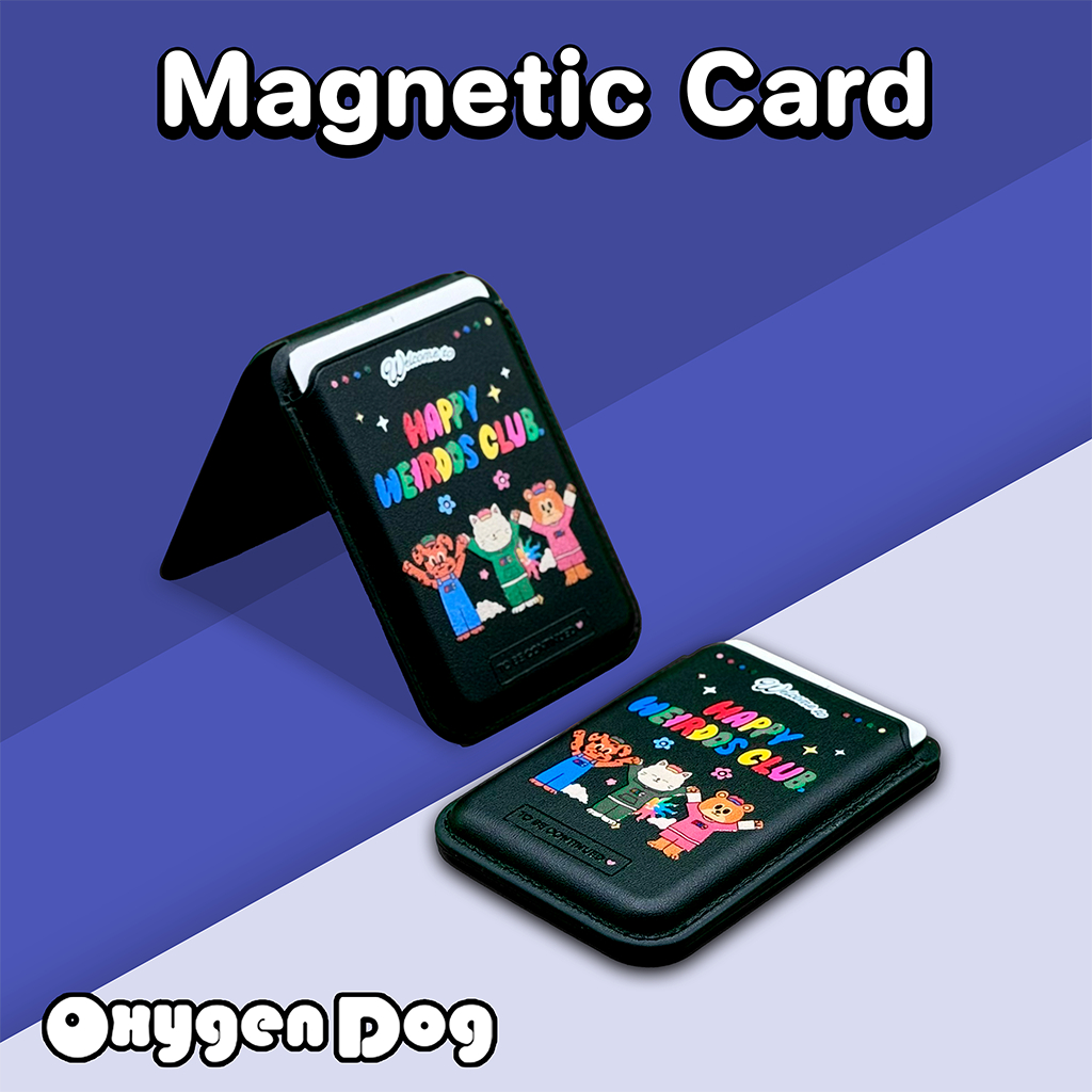 Oxygendog Wallet Magnetic สกีนลาย TT ซองใส่บัตรแบบหนัง ตั้งพับเก็บได้ สำหรับเคสมือถือที่เป็นแม่เหล็ก รูปที่ 5