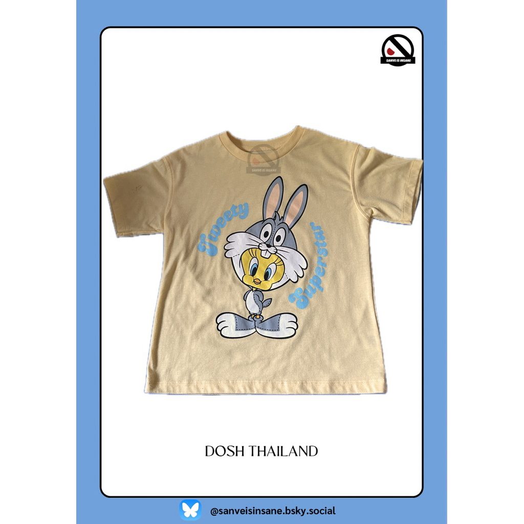เสื้อยืดมือสอง Baby Tee | Size 6-7 yrs. | DOSH-UT LOONEY TUNES 🍎⭐️