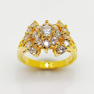 (4-2)แหวนเพชรczกระจุกดอกไม้ ชุบทอง