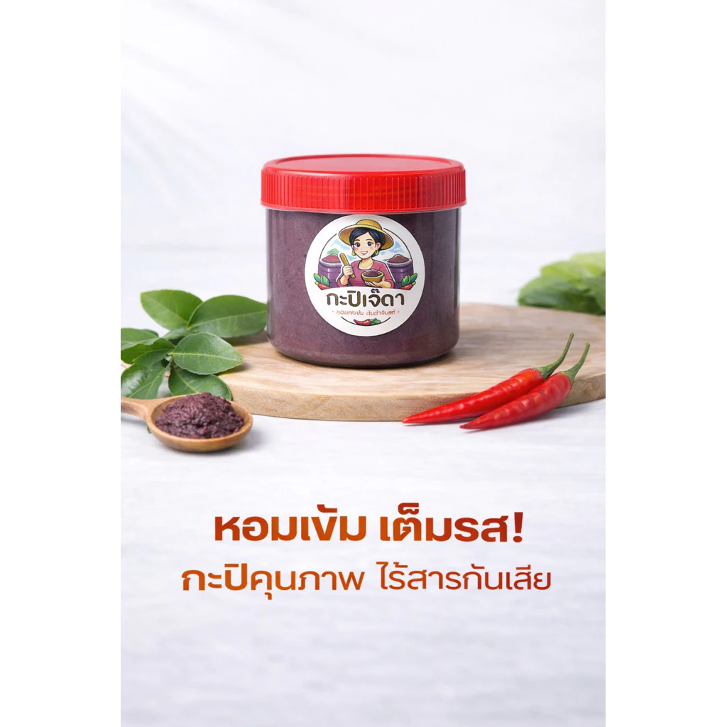 (กะปิเจ๊ดา) กะปิเคยแท้ 100% จากคลองด่าน ไม่ผสมสีไม่แต่งกลิ่น กระปุก 500กรัม